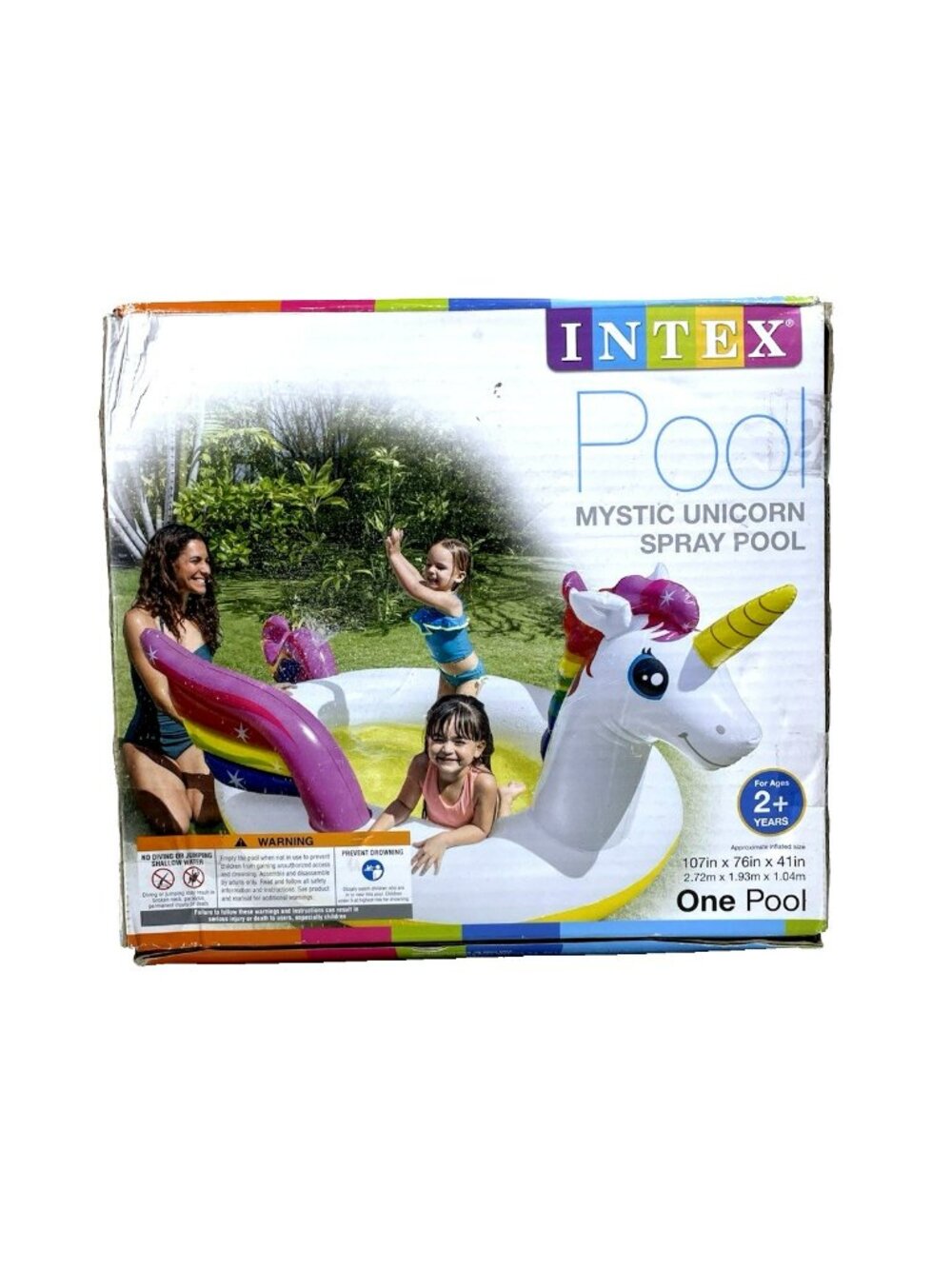 Intex 107" x 76"' Rainbow Mystic Unicorn Inflatable Spray Pool